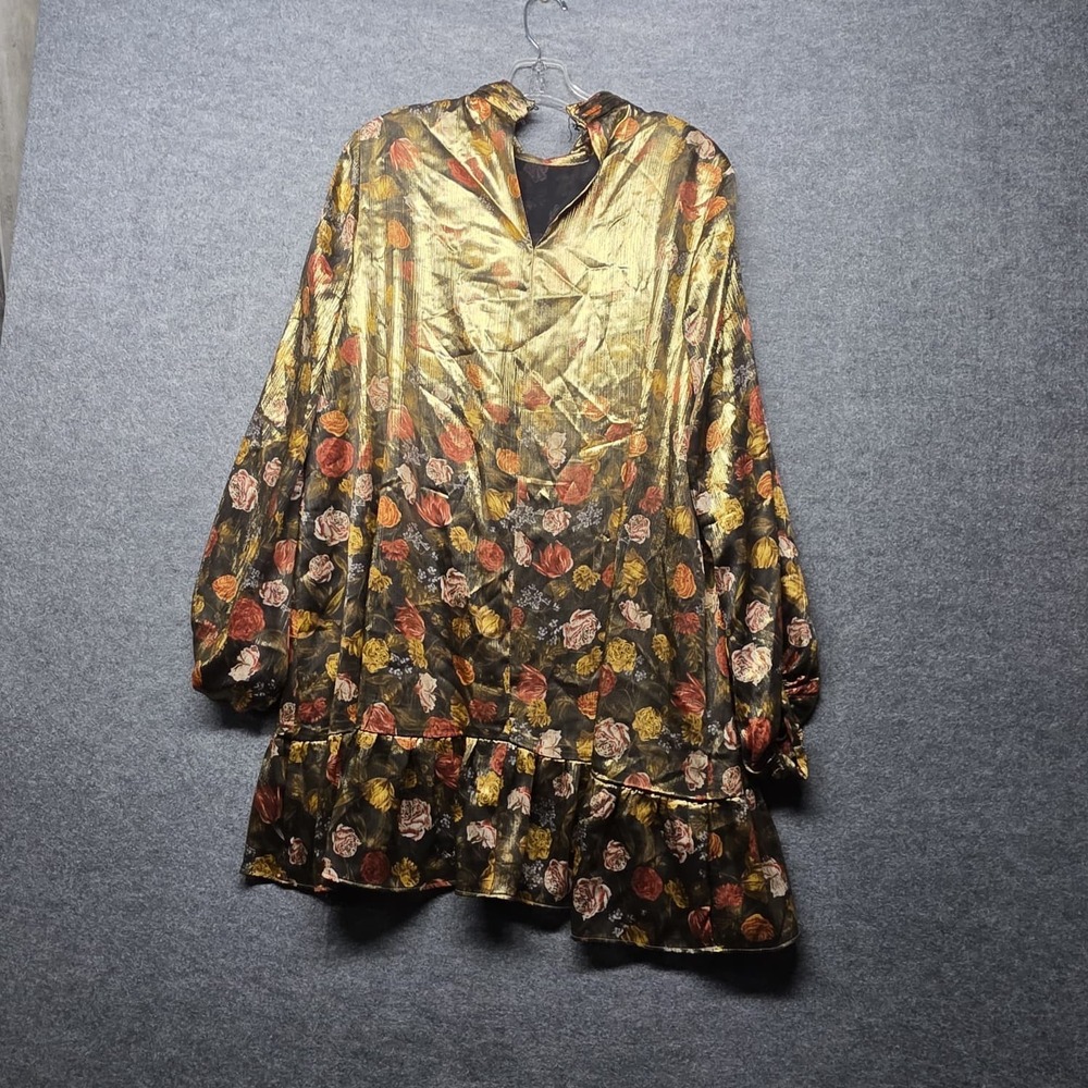 ZARA Women's Floral Print Long Sleeve Ruffle Hem Blouse Top Multicolor Size L - Picture 2 of 7